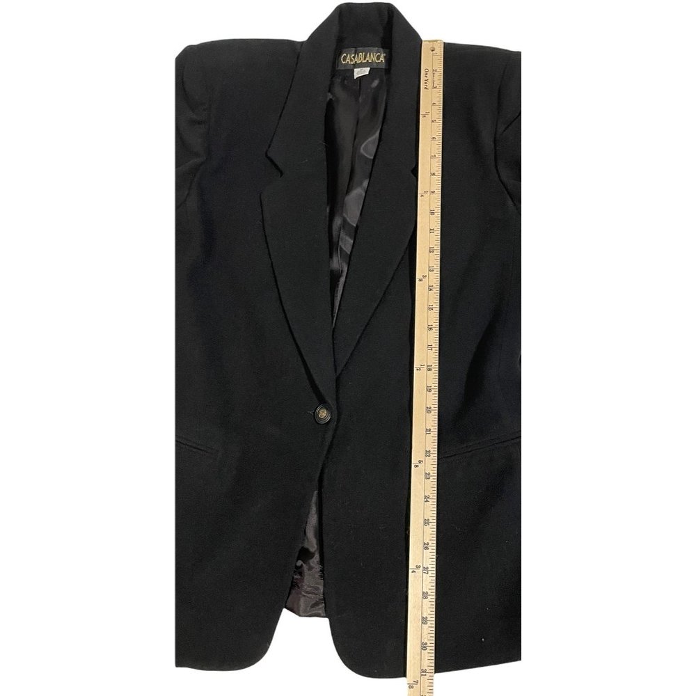 Vintage Casablanca Single Breasted Wool Cashmere Blazer Black Womens Size 12 - Picture 7 of 12